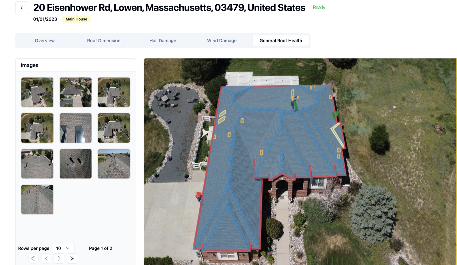 Inspect.Properties roof health analysis from aerial imagery
